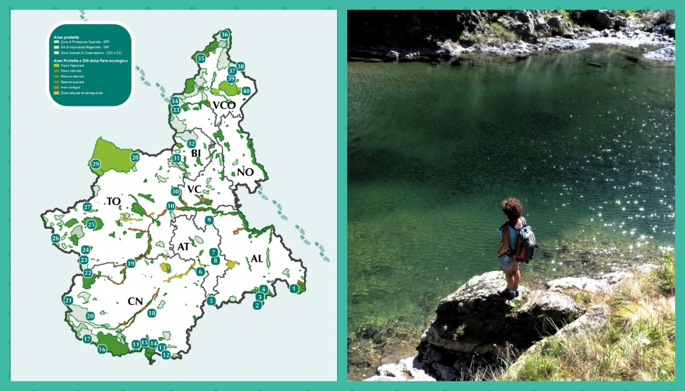 La mappa con i 40 itinerari (elaborazione S. Serra) Le acque cristalline del Lago Pignattin - Itinerario n. 2 (Foto A. Molino) 