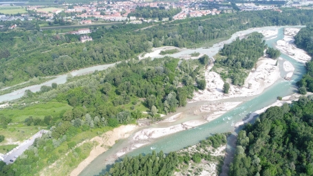 La confluenza tra Gesso e Stura - Foto arch. Parco fluviale Gesso e Stura - Comune di Cuneo 