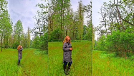 Laura Gola in un fotomontaggio sul campo