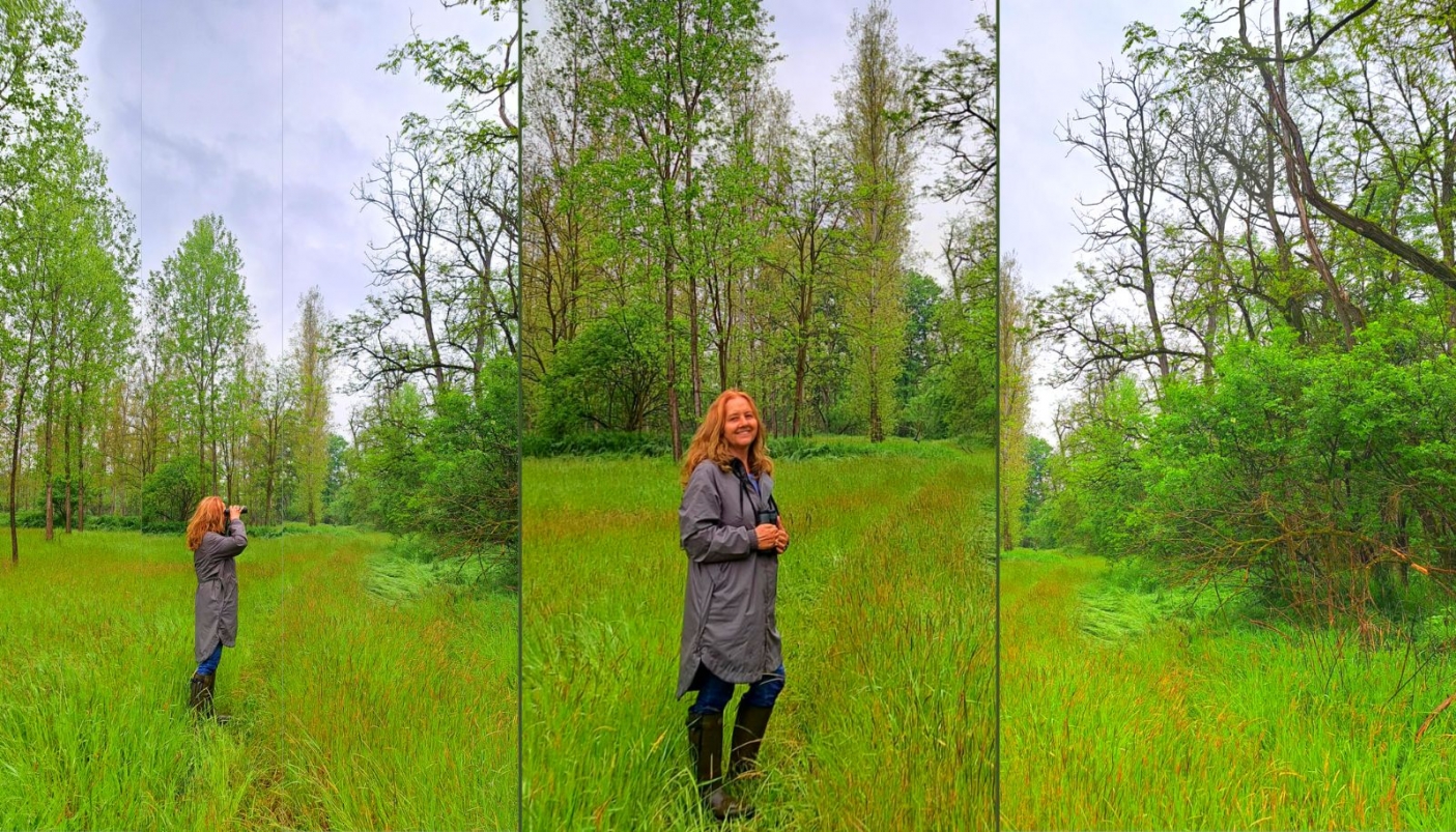 Laura Gola in un fotomontaggio sul campo 