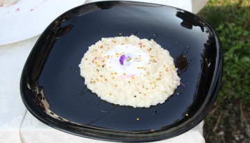 Risotto con polline di fiori e miele di castagno