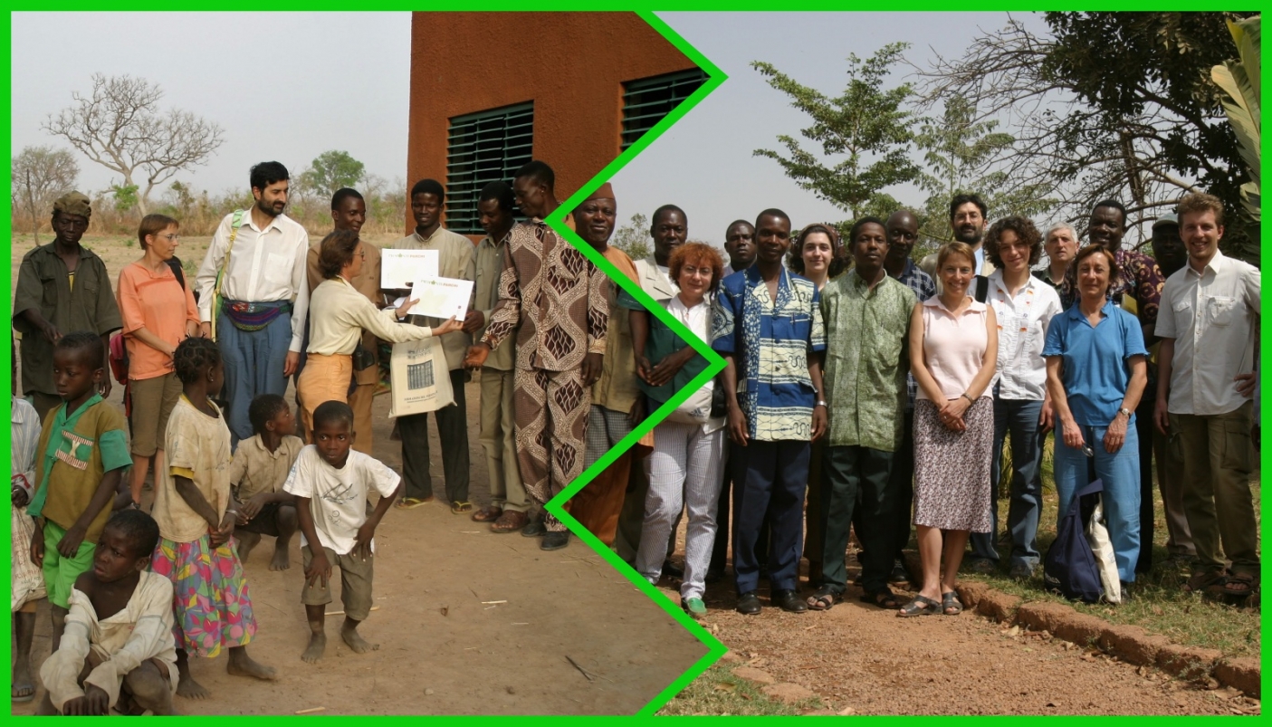 Nella foto a sinistra, Daniela Delleani consegna delle pergamene; a destra &egrave; quasi al centro della foto, vestita di blu  