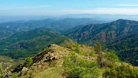 Il panorama salendo dal Passo della Dagliola al Monte Tobbio 