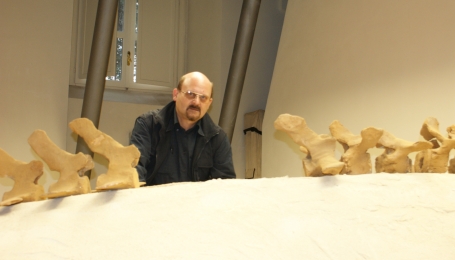 Un ritratto di Damarco al lavoro - Foto p.g.c. Museo paleontologico di Asti 